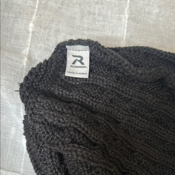 Black Cable Knit Beanie by Richardson Tagged "Basic" on Front of Toboggan NWOT - Picture 5 of 6